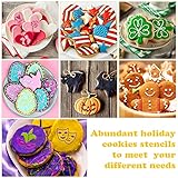 36 Pcs Seasonal Cookie Cake Stencils Set Reusable Baking Stencils DIY Coffee Drawing Templates Cupcake Dessert Decorating Baking Painting Tools for Mother's Day Birthday Halloween