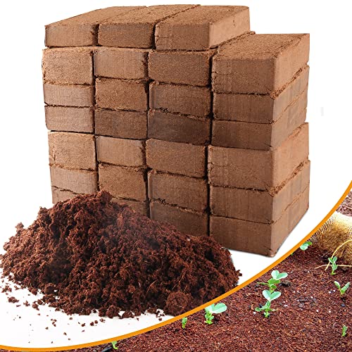 Coco Coir Brick for Plants- 27 Pack Coconut Coir Bricks Premium 100% Organic Peat Moss Mix with Low EC & pH Balance, Fiber Coconut Husk for Planting, Gardening, Potting Soil Substrate