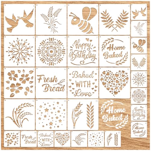 Bread Stencils for Sourdough Artisan Baking Template for Cake, Pie, or Cookie Decorating (bread30)