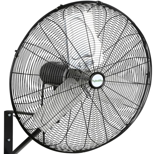 hykolity 6500 CFM 24 in. High Velocity Industrial Wall Fan, 3-Speed, Heavy Duty Wall Mount Oscillating Shop Fan for Commercial, Warehouse, Garage, Workshops, Factory and Jobsites- UL Listed