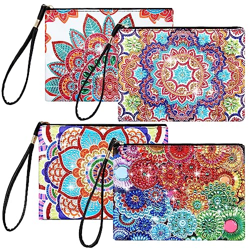 Geyoga 4 Pcs Mandala Diamond Painting Handbag Elegant 5d DIY Diamond Bags Zipper Special Shaped Handmade Purses for Women Art Craft Gift