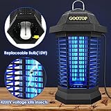 GOOTOP Bug Zapper Outdoor, Mosquito Zapper Outdoor, Electric Fly Zapper, Mosquito Killer, Fly Traps, 3 Prong Plug, Flying Insects Zapper Indoor Outdoor 90-130V, 4200V, ABS Plastic Outer (Black)