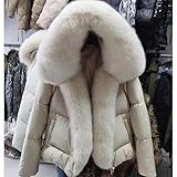 OFURTEBUY White Duck Down Jacket Winter Women Warm Loose Coat Natural Real Fox Fur Collar Thick Luxury Outerwear