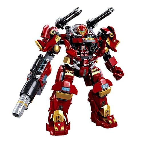 DAHONPA Red Warrior Transforming Mech Building Blocks Set, Assembly Mecha Robot Model Kit (588+ pcs) City MechWarrior Toy Christmas Birthday Gifts for Adults and Kids