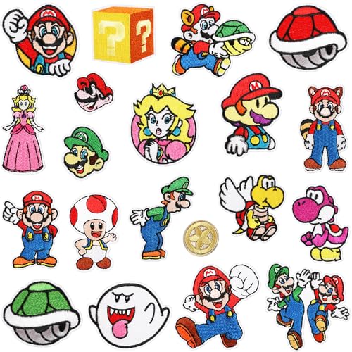 Iron on Patches,20 Pieces Embroidered Applique Patches,Sew On Iron on Patches Fabric Repair Patche Cute Cartoon Anime Patch for Kids Adult Clothes Jeans Jackets Hats Shoes Backpacks