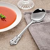 KEAWELL Gorgeous Round Soup Spoon, Set of 4, 18/10 Stainless Steel, Luxury Bouillon Spoon, Dishwasher Safe, Fine Mirror Polished (Silver)