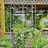 Sungmor Large Metal Garden Trellises for Climbing Plants - 82.5 Inch Tall & 2PC Green Pack - Beautiful Retro Style Metal Fence Trellis - Gardening Vines Plant Support for Flower Rose Climbing