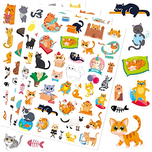 Cute Cat Stickers Kitty Decal Sticker 685 Counts Party Gifts Goodie Bags Decor Reward Animal Birthday Party Favors Vinyl Waterproof Cat Water Bottle Laptop Stickers Invitation Decor