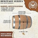 1 Gallon Oak Barrel - Wooden Whiskey Barrel Wine Barrel (5 Liter) - For The Home Brewer, Alcohol Distiller, Wine Maker - New American Oak Barrels for Aging Whiskey, Bourbon, Mead (HERITAGE SERIES)