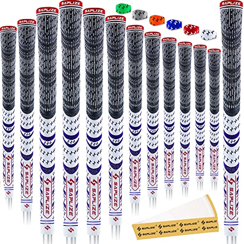 SAPLIZE Cross Cord Golf Grips Set of 13 Grips with Tape or Full Regripping Kit, Standard / Mid / Jumbo Size, Low Taper Design, Multi-compound Hybrid, Anti-Slip Golf Club Grips, CL03 Series