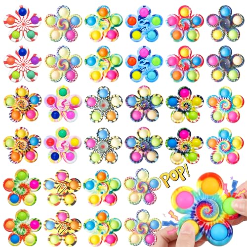Fidget Spinner Bulk 32PCS, Sensory Toys for Kids and Adults, Stress Relief for ADHD and Autism, Perfect Birthday and Christmas Goodie Bag Stuffers, Classroom Prizes for Students