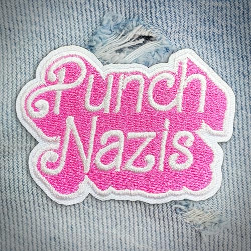 Punch Nazis Patch Anticapitalist Political Embroidered Patches Leftist Democrat Protest Sew On/Iron On Embroidery Patch for Jackets, Backpack, Hat, Uniform DIY Patches Gifts for Her Him 3 Inches