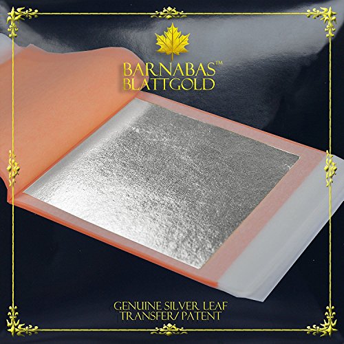 Barnabas Blattgold Edible Silver Leaf - Cake Decorations, Transfer Patent for Cupcakes - 3.75 inches, Book of 25