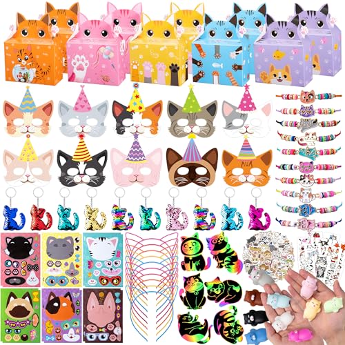 DMIGHT Cat Party Favors for Kids - Cat Themed Birthday Party Supplies Cat Toys Goodie Bag Stuffers Fillers