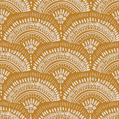 VEELIKE Mustard Yellow Geometric Wallpaper Peel and Stick Boho Wallpaper for Bedroom Bathroom Nursery 17.7''x354'' Removable Yellow Art Deco Wallpaper Renter Friendly Adhesive Contact Paper for Walls