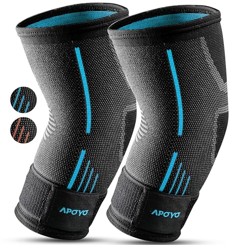 APOYO Elbow Brace for Tendonitis and Tennis Elbow, (Pair) Compression Sleeve for Arthritis, Workouts, Reduce Joint Pain During Fitness Activity (Medium)