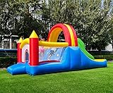 HuaKastro 16x7.2FT Inflatable Bounce House with 2 Racing Slides & Large Climbing Wall, 3 in 1 Kids Inflatable Trampoline Rainbow Jumping Castle Kids Backyard Playgrounds - with Air Blower