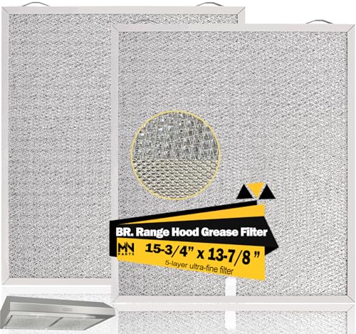 MNPARTS S99010430-002 Compatible with Broan Range Hood Filter 15-3/4" x 13-7/8" 4512880 Replacement Nutone Range Hood Filters 2 Pack HPF30 Nutone Kitchen Exhaust Fan Filter