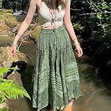 MS SHEA MAY Grunge Fairycore Clothes Alt Aesthetic Peasant Skirt 90s E-Girl Harajuku Cottagecore Boho Hippie Indie Dress (S, Green)