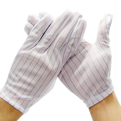 10 Pairs of Anti-Static Striped Gloves, Anti-Slip Safety Work Gloves