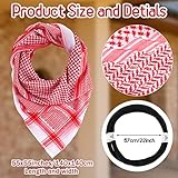 Hoolerry Arab Shemagh Muslim Keffiyeh Head Wrap Scarf Arabic Tactical Desert Headwear with Aqel Rope Halloween Costume Accessories(Red)