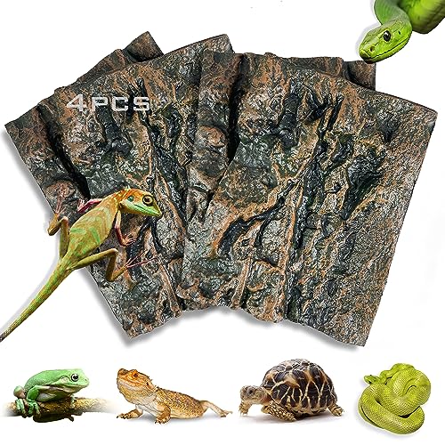 Sysmashing 4pcs Rock Terrarium Background,3D Reptile Tank Background Board,Amphibian Stereo Backdrop Wall,Lizard Snake Gecko Spider Chameleon Turtle Fish pet silo Background Decorative Panel