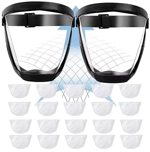 2pcs Super Protective Face Shield,Anti-fog Protective Full Face Shield, Face Shield Mask for Work,Full Face Shield for Weed Whacking,Grinding