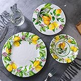 LEHAHA Lemon Melamine Dinnerware Dish Set – 12 Piece Indoor and Outdoor Plates and Bowls Set for Everyday Use, Dishwasher Safe, Unbreakable Kitchen Dinner Set, Service for 4…