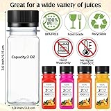 100 Pcs 2oz Small Clear Plastic Juice Bottles with Lid for Liquids Reusable Ginger Shots Bottle Vial Beverage Container Leak Proof Mini Jars for Juice, Milk, Water (Black)