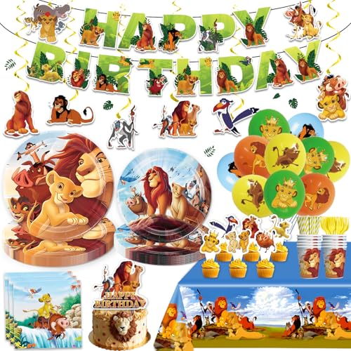 196 Pcs Birthday Party Decorations Tableware Set Serves 25 Guests, Birthday Party Supplies Include Banner, Plates, Tablecloth and Cake Topper