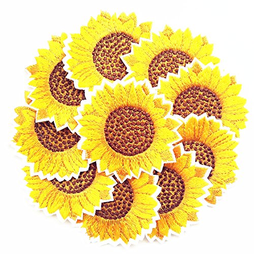 Qingxi Charm 20pcs Yellow Sunflower Sewing on/Iron on Embroidered Patches Clothes Dress Hat Pants Shoes Curtain Sewing Decorating DIY Craft Embarrassment Applique Patches(Yellow Sunflower 20pcs)