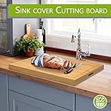 YUHFERA Stove Cover Board for Gas Stovetop - 29.5" x 21.25" Noodle Board Electric Stove Cover for RV Stove Top, Extra Countertop Space for Kitchen Stovetop (Bamboo)