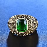 MASOP High School Stainless Steel Emerald Color Green Cubic Zirconia Rings for Men Size 9