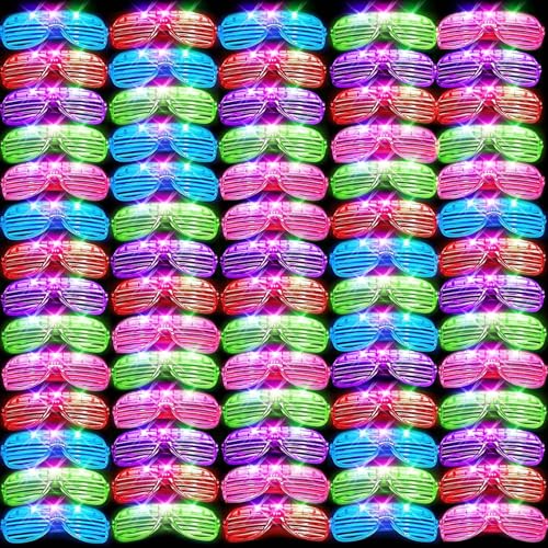 HONLYNE105 PCS LED Glasses, Light Up Glasses for Kids Adults, Neon Flashing Sunglasses Glow Party Supplies Glow Glasses for Wedding Birthday New Year Rave Carnival
