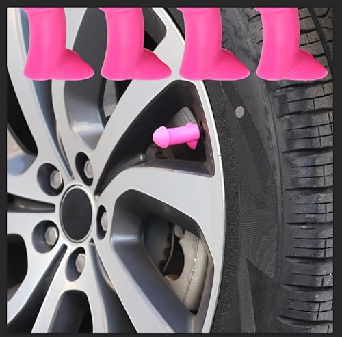 Penis Valve Stem | Creative Funny Valve Stem Caps | Pencil Tire Valve Stem Caps | Dustproof and Waterproof, Durable | Suitable for Cars/Bikes/Motorcycles | The Style You’ve Been Looking for(8PCSPink)