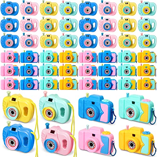 48 Pcs Kids' Camera Toy Set Back to School Gifts Children's Pretend Play Prop with Images in Viewfinder Mini Toy Camera for Boys Girls Birthday Party Favors Goodie Bag Return Gifts
