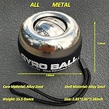 EXBEPE All-Metal Power Gyro Ball,Weighted Auto-Start Hand Wrist Forearm Trainer and Strengthener for Exercise Joint and Muscle with Ball Bag