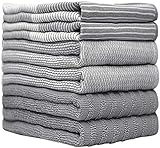 Premium Kitchen Towels (20”x 28”, 6 Pack) | Large Cotton Kitchen Hand Towel | Flat & Terry Dish Cloths | Highly Absorbent Tea Towels Set with Hanging Loop | Gray