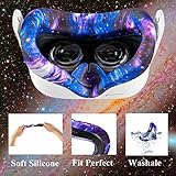 Compatible with Oculus Quest 2 Accessories,Silicone face Cover, VR Shell Cover,Compatible with Quest 2 Touch Controller Grip Cover,Protective Lens Cover,Disposable Eye Cover. (Starry Purple)