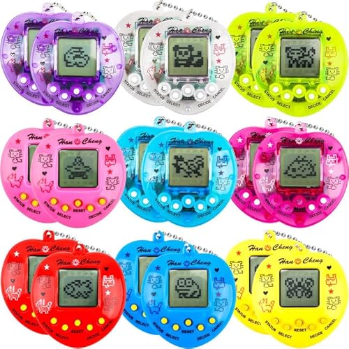 Conagel 18 Pcs Virtual Pets Keychain Electronic Digital Pets Keychain Heart Shaped Nostalgic playble Toy for Kids Game Party Supply