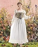 NSPSTT White Renaissance Dress Women Fairy Dress Victorian Medieval Costume, Fairy Green, L