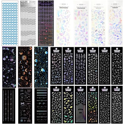 25 Sheets Laser Flashing Deco Stickers Set, Decor Kpop Stickers. for Photocards, Headphones, Water Bottle, Phones, laptops, Planner, Diary Decoration Anything You Like