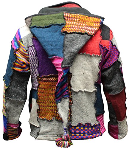 Shopoholic FashionMen's Tye Dye Patchwork Hippie Jacket Fleece Lined Festival Boho Hippy Sweater (S)