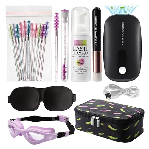 Lasting Lashes Lash Extension Care Kit | Lash Cleaning Kit | Lash Extension Supplies | Lash Shampoo Kit | Eyelash Sleeping Mask for Extensions | Lash Fan | Lash Bath Kit | Eyelash Shampoo