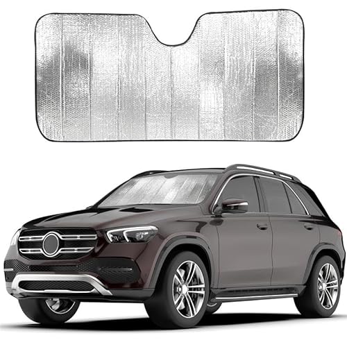 EcoNour Accordion Foldable Windshield Sun Shade | Premium Reflective Sun Visor for SUVs & Pickups Windshields | UV & Heat Reflective Sunshade with Durable Dual-Layer Design | Large (58 x 28)