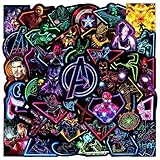 Laptop Skin Noctilucent Marvel Avengers Stickers Superhero-100Pcs Comic Dark Waterproof Graffiti Stickers Water Bottle Vinyl Sticker Decals to Teens Boys Girls Adults (Laptop Skin)