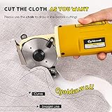 CGOLDENWALL Electric Rotary Fabric Cutter, Multi-layer Electric Fabric Scissors with 1"Cutting Thickness, for Cloth Fabric Leather and Carpet, Comes with Replacement Blades, Sharpening Stones 110V