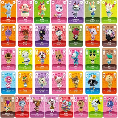 36Pcs NFC Mini Villager Cards with Storage Box (33 Pcs Villager and 3 Pcs RV Cards)