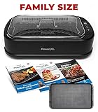 PowerXL Smokeless Grill Family Size- with Tempered Glass Lid with Interchangeable Grill and Griddle Plate and Turbo Speed Smoke Extractor Technology 22.1” X13.2” X 6.1