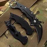 Karambit Fox 479 EVO Black G10 Folding, LAWKS System, Single Edged Knife, Stainless Steel Liner, Reversible Clip, Removable Handles, Blackened for Tactical Use and Deployment, G10 Handle